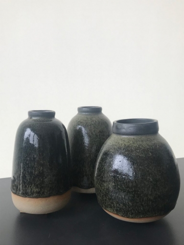 Phaedra Kouseli | Three Green Bottles | 17x9xm, 16x12cm, 15x15cm
