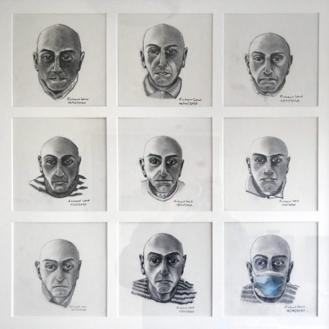 Richard Lord | Working from home 2020 | Pencil | 66x66cm | £300