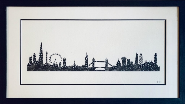 Victoria Chavasse | London City Skyline | Silhouette and feather art | 58x33cm | £445