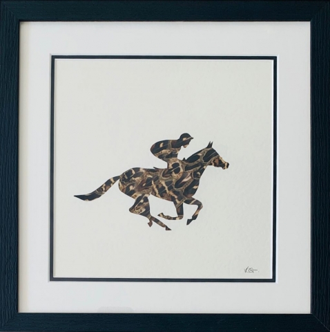Victoria Chavasse | The Race Horse | Silhouette and feather art | 33x33cm | £95