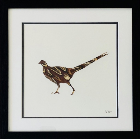 Victoria Chavasse | The Walking Pheasant | Silhouette and feather art | 33x33cm | £95