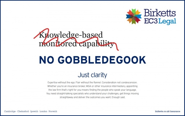 Birketts EC3 Legal advertisement 2020 No Gobbledegook