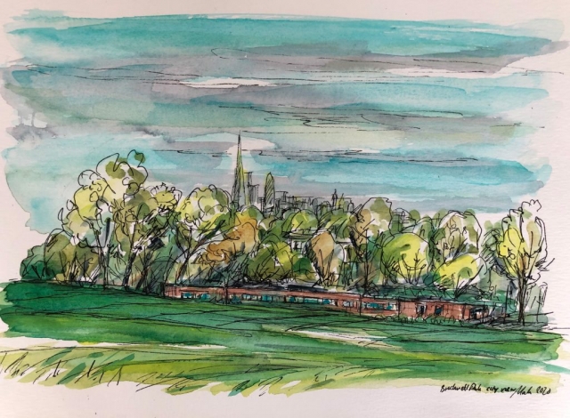 Marika Sonne | City View Illustration | Watercolour and ink | 30x21cm unframed | £45