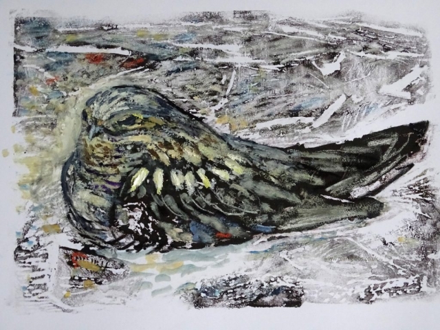 Mark Gibbs | Nighthawk Camouflage Study | Overpainted press print | Unframed, 23x16 cm | £250