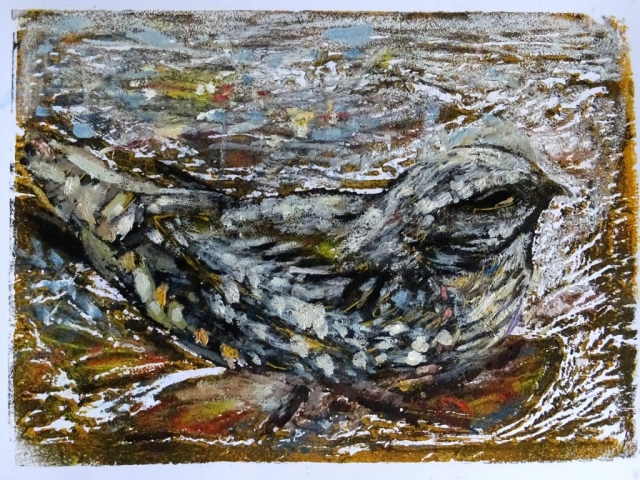 Mark Gibbs | The Glory of Dappled Things; Poorwill | Unique overpainted print | Unframed, 23x16cm | £250