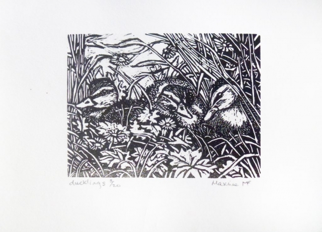 Maxine Fitter | Ducklings | Wood engraving | 10x8cm | £50