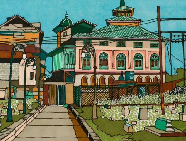 Stephanie Wilkinson | Srinagar | Promarker pen on hahnemühle fine art paper | 40x30cm | £420