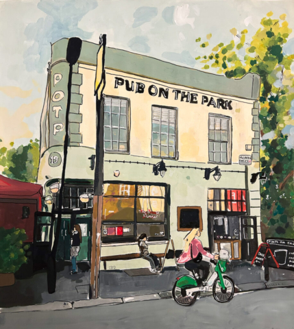 Pub on the Park by Sophie Brassey | Mixed media | £380