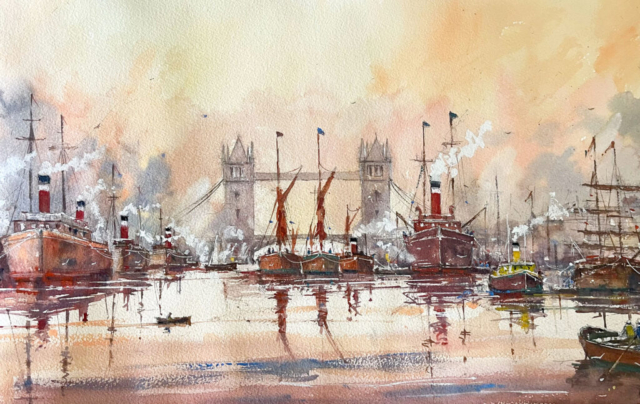 Pool of London by Surinder Beerh | Watercolour | £250