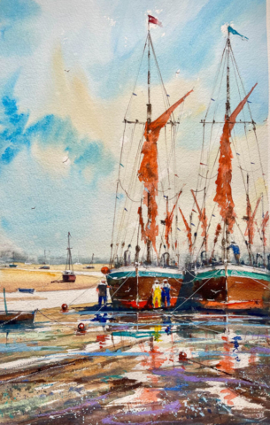 Barges at Maldon by Surinder Beerh | Watercolour | £250