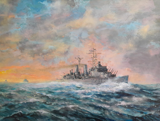 H M S Belfast 1961 by John Martin | Oil | £300