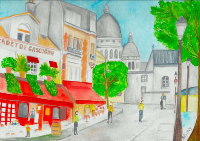 Afternoon in Montmartre by Crissy Oakfield | Gouache and graphite | £300