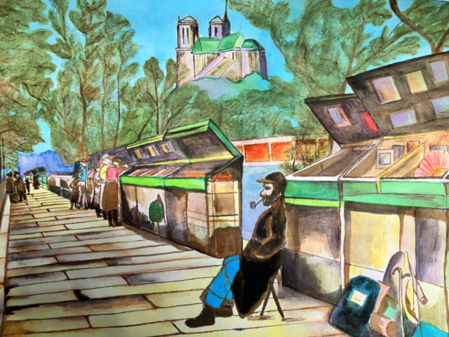 Bouquinistes de la Seine by Crissy Oakfield | Mixed media | £300